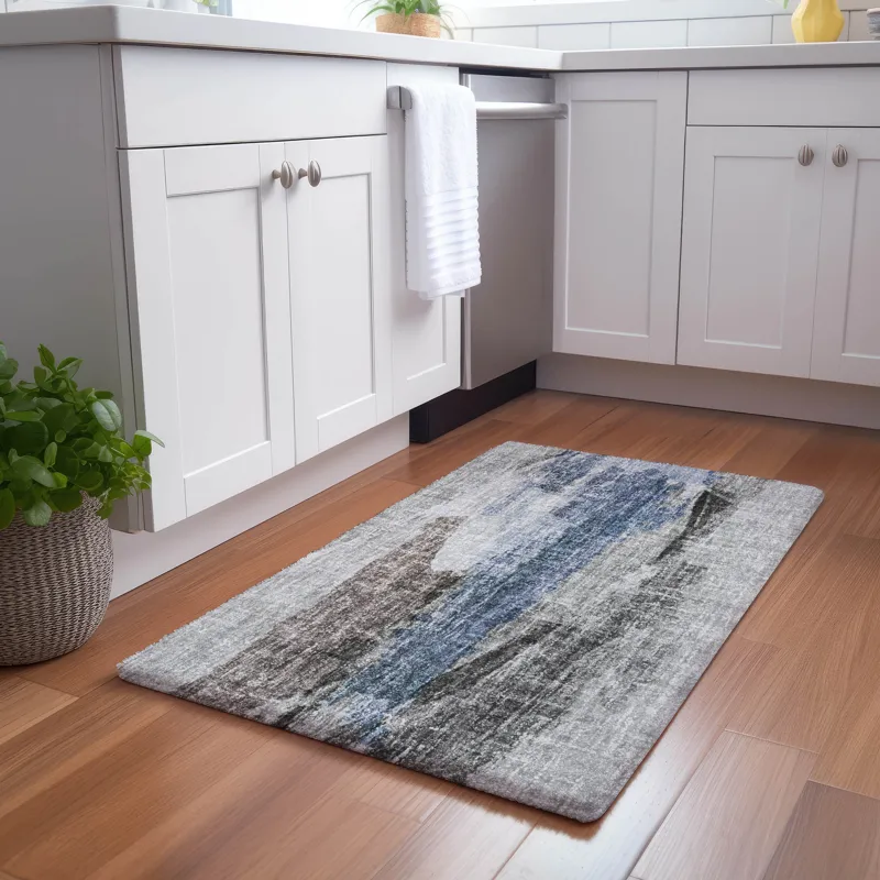 Luxury Washable Boca Pewter 1\'8\" x 2\'6\" Rug