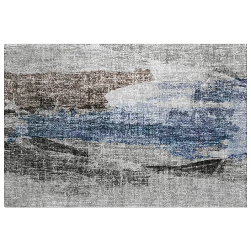 Luxury Washable Boca Pewter 1\'8\" x 2\'6\" Rug