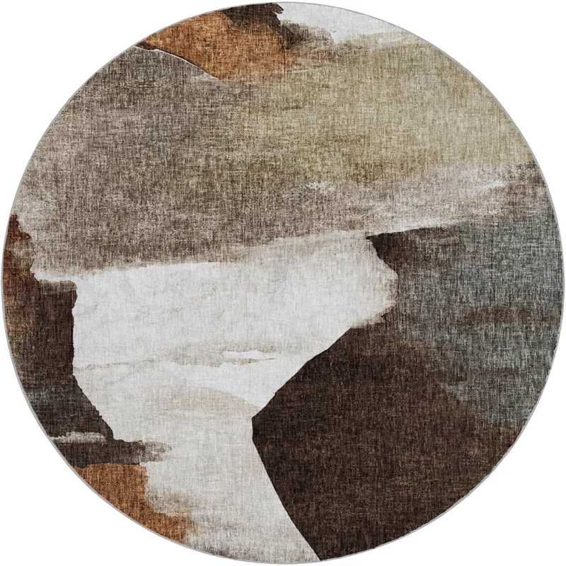 Luxury Washable Boca Taupe 8\' x 8\' Round Rug