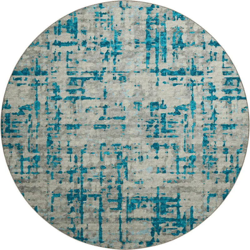Brisbane Teal 8\' x 8\' Round Rug