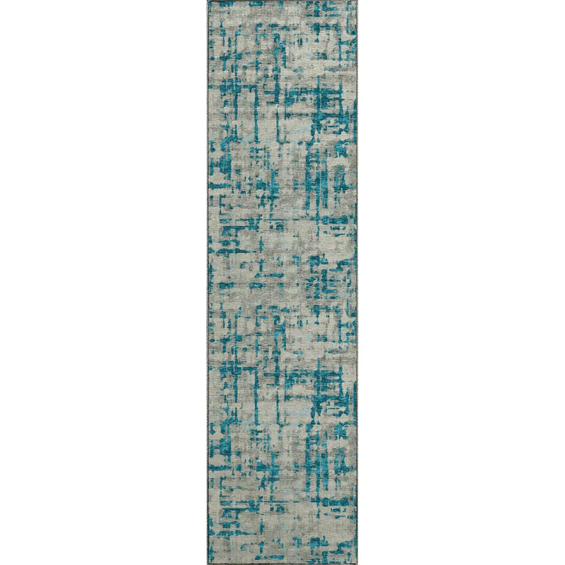 Brisbane Teal 2\'3\" x 7\'6\" Runner Rug