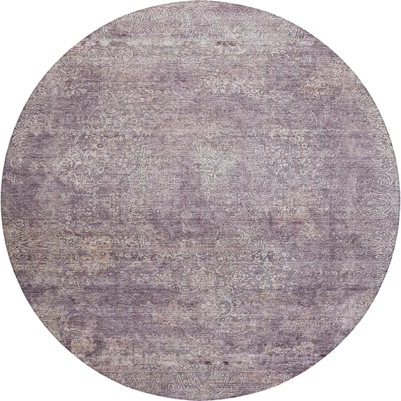 Luxury Washable Indoor/Outdoor Burano Plum 8\' x 8\' Round Rug