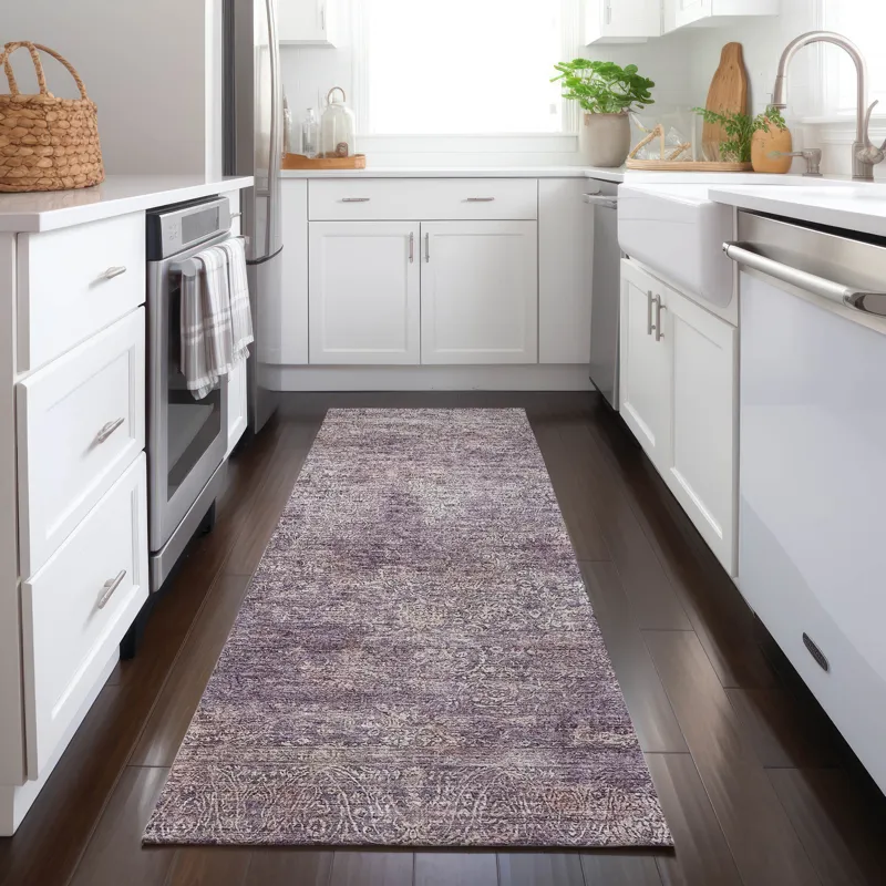 Luxury Washable Indoor/Outdoor Burano Plum 2\'3\" x 7\'6\" Runner Rug