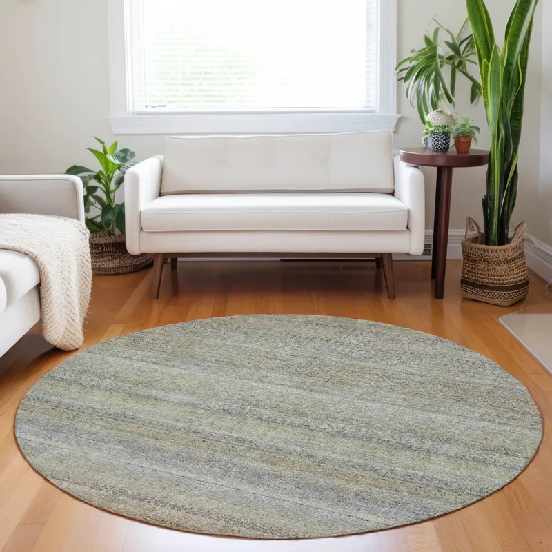 Luxury Washable Indoor/Outdoor Burano Seafoam 8\' x 8\' Round Rug