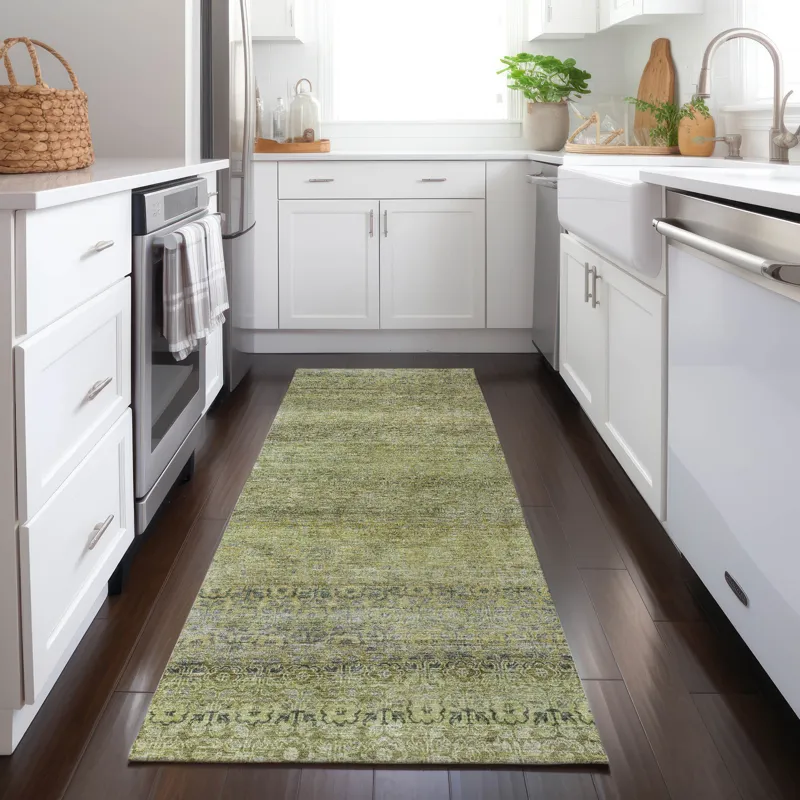 Luxury Washable Indoor/Outdoor Burano Aloe 2\'3\" x 7\'6\" Runner Rug