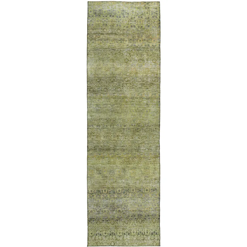 Luxury Washable Indoor/Outdoor Burano Aloe 2\'3\" x 7\'6\" Runner Rug