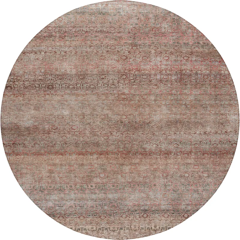 Luxury Washable Indoor/Outdoor Burano Coral 8\' x 8\' Round Rug