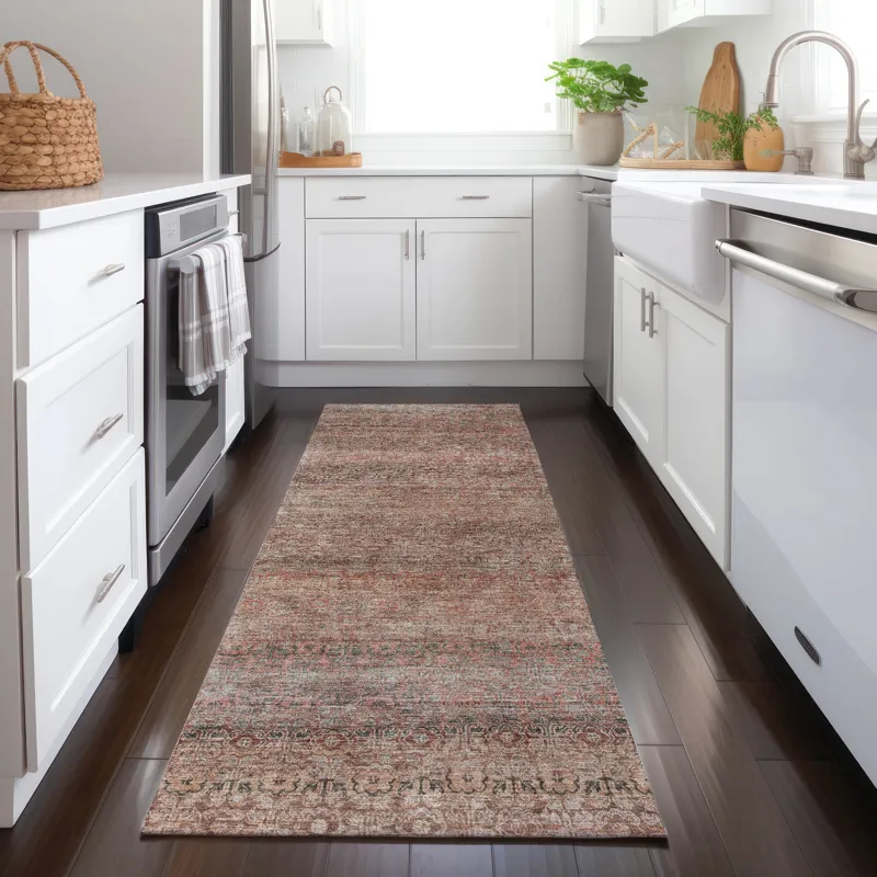 Luxury Washable Indoor/Outdoor Burano Coral 2\'3\" x 7\'6\" Runner Rug