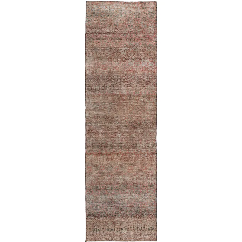 Luxury Washable Indoor/Outdoor Burano Coral 2\'3\" x 7\'6\" Runner Rug