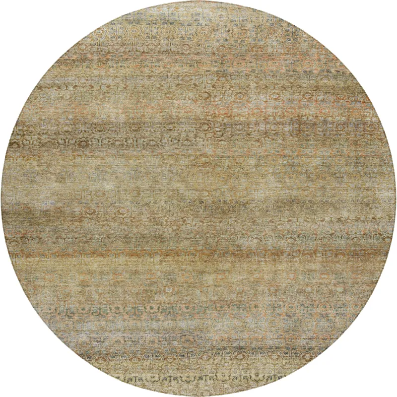 Luxury Washable Indoor/Outdoor Burano Wheat 8\' x 8\' Round Rug