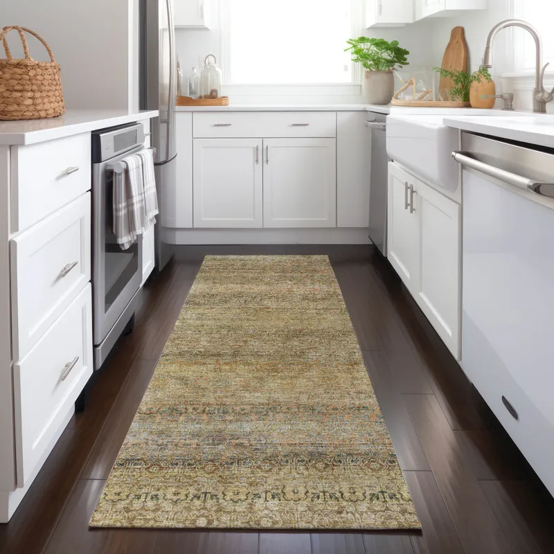 Luxury Washable Indoor/Outdoor Burano Wheat 2\'3\" x 7\'6\" Runner Rug