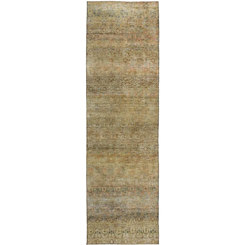 Luxury Washable Indoor/Outdoor Burano Wheat 2\'3\" x 7\'6\" Runner Rug