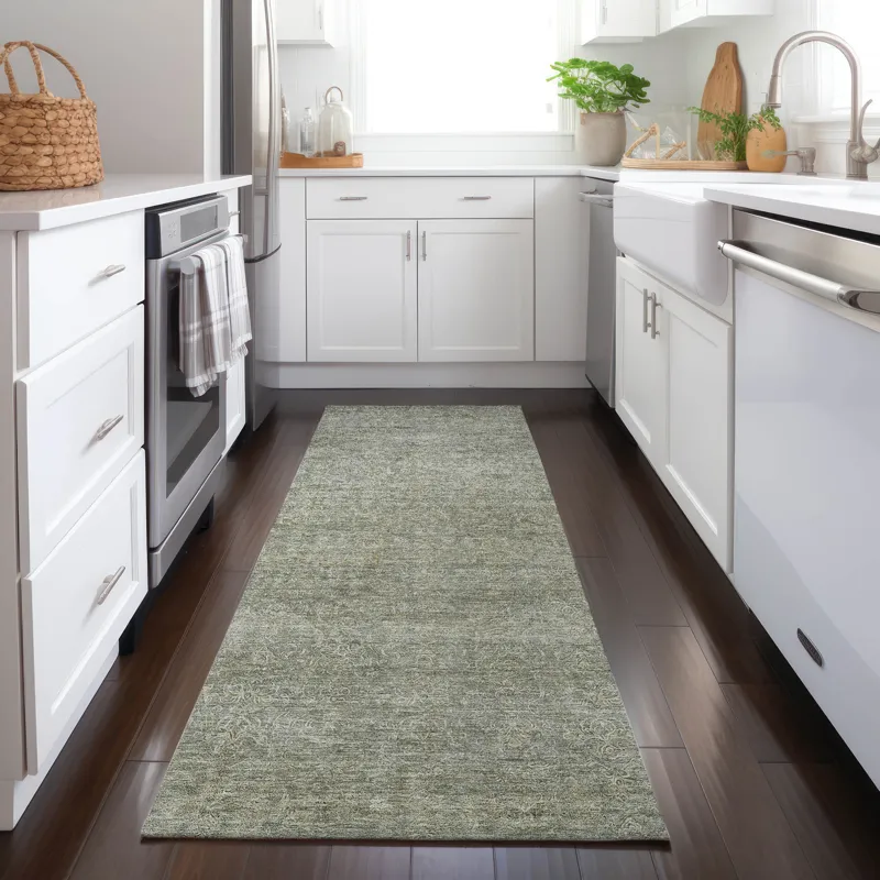 Luxury Washable Indoor/Outdoor Burano Sage 2\'3\" x 7\'6\" Runner Rug