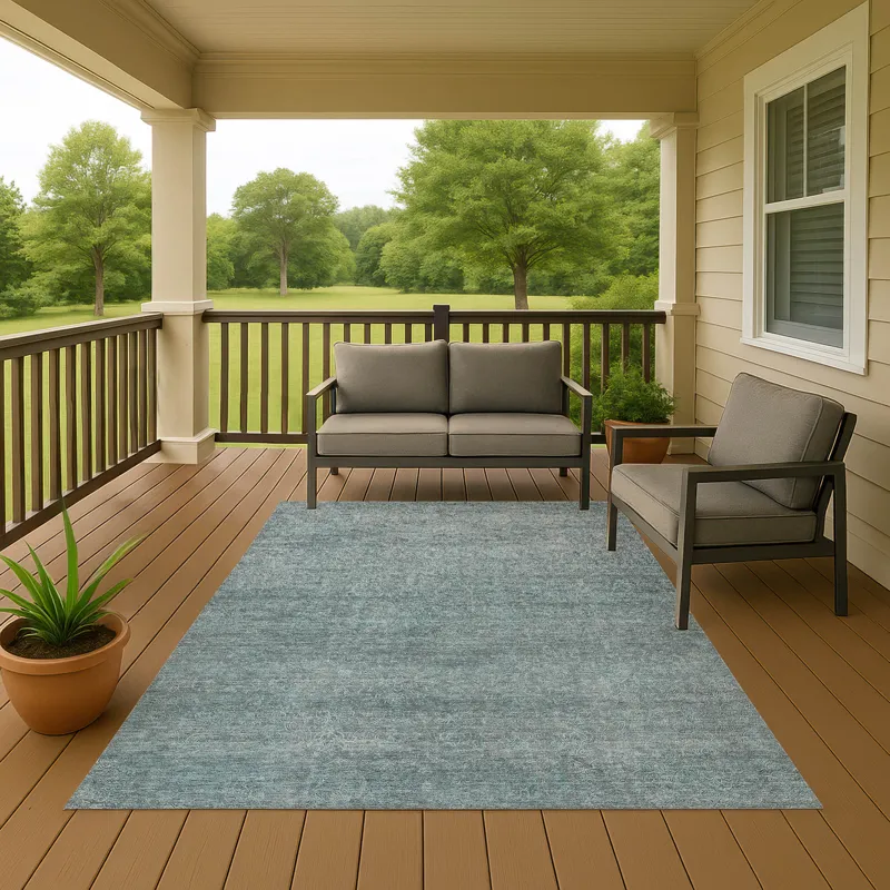 Luxury Washable Indoor/Outdoor Burano Seafoam 9\' x 12\' Rug