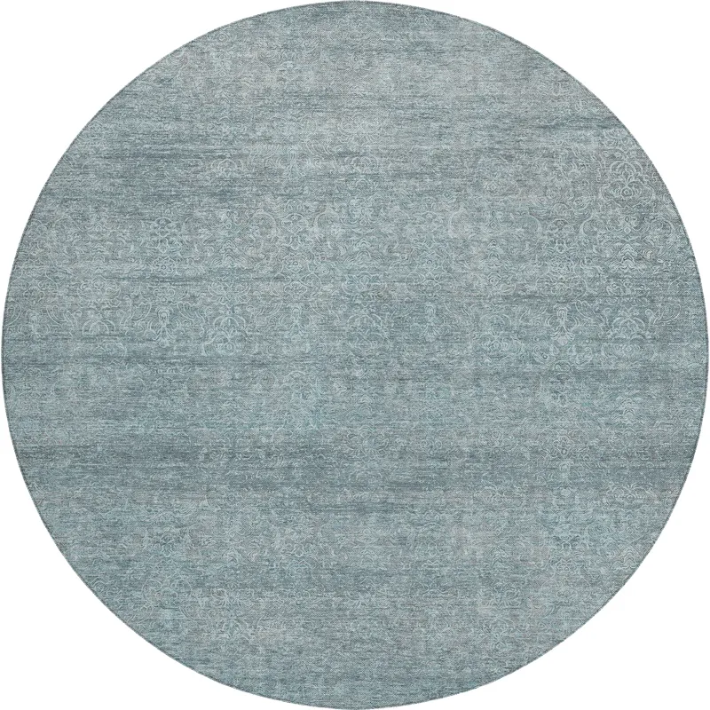Luxury Washable Indoor/Outdoor Burano Seafoam 8\' x 8\' Round Rug