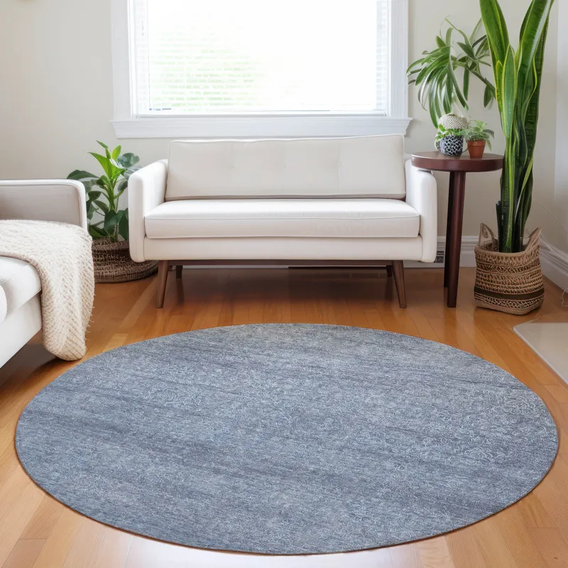Luxury Washable Indoor/Outdoor Burano Sky 8\' x 8\' Round Rug