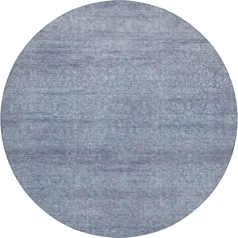Luxury Washable Indoor/Outdoor Burano Sky 8\' x 8\' Round Rug