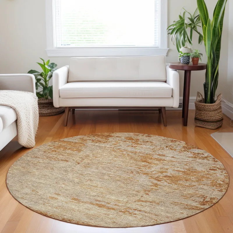 Luxury Washable Indoor/Outdoor Burano Copper 8\' x 8\' Round Rug