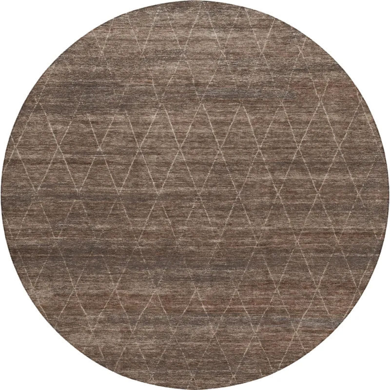 Luxury Washable Indoor/Outdoor Burano Coffee 8\' x 8\' Round Rug