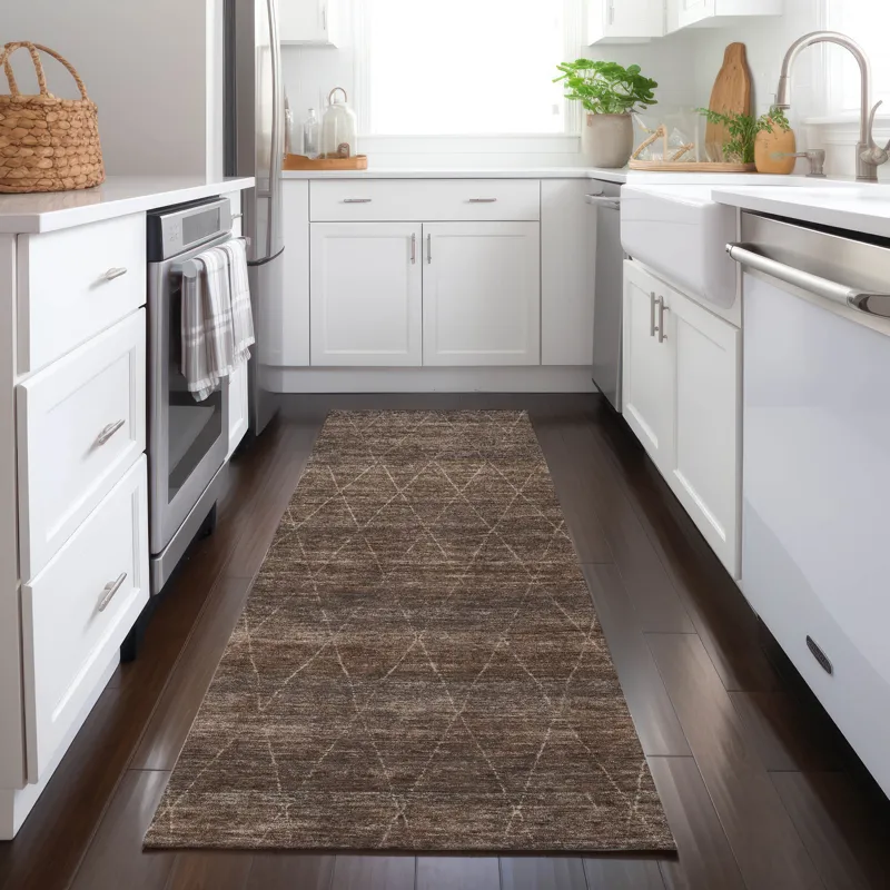 Luxury Washable Indoor/Outdoor Burano Coffee 2\'3\" x 7\'6\" Runner Rug