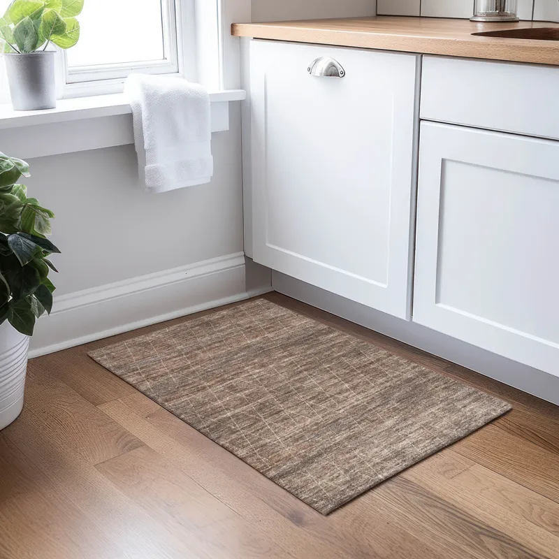 Luxury Washable Indoor/Outdoor Burano Coffee 1\'8\" x 2\'6\" Rug