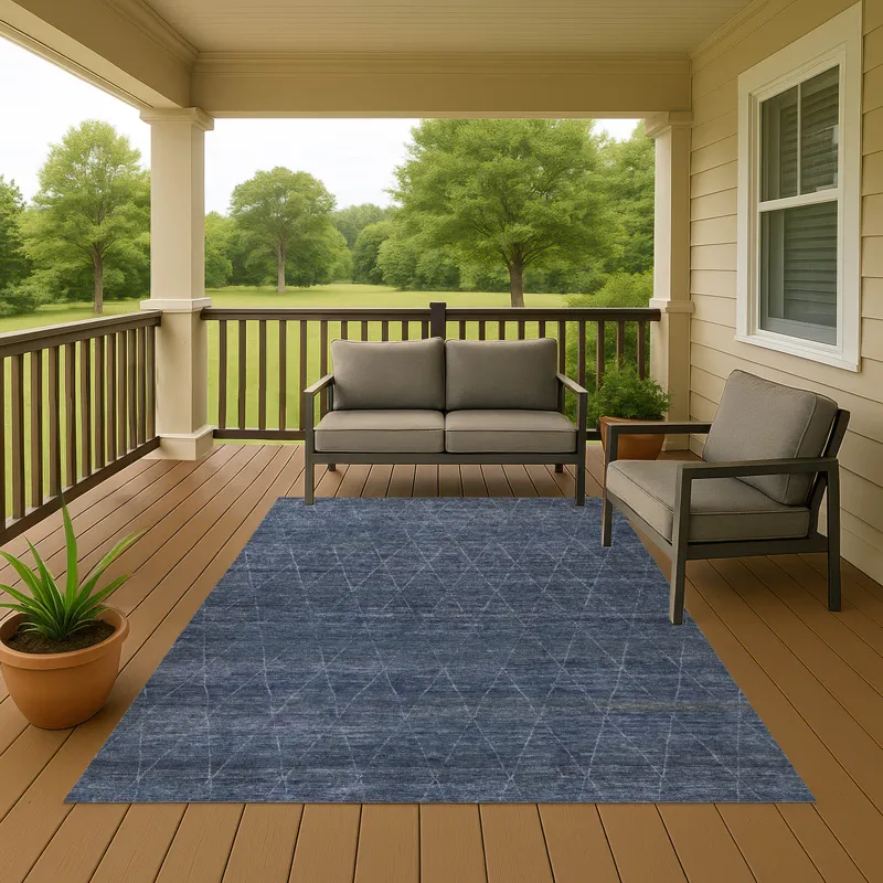 Luxury Washable Indoor/Outdoor Burano Navy 9\' x 12\' Rug