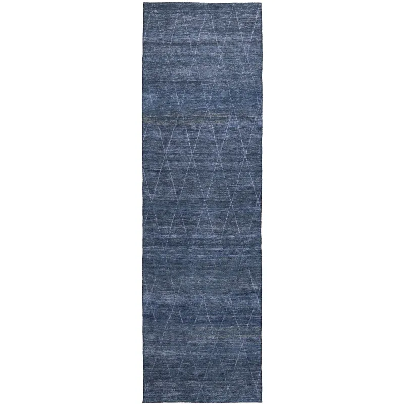 Luxury Washable Indoor/Outdoor Burano Navy 2\'3\" x 7\'6\" Runner Rug