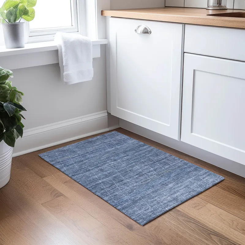 Luxury Washable Indoor/Outdoor Burano Navy 1\'8\" x 2\'6\" Rug