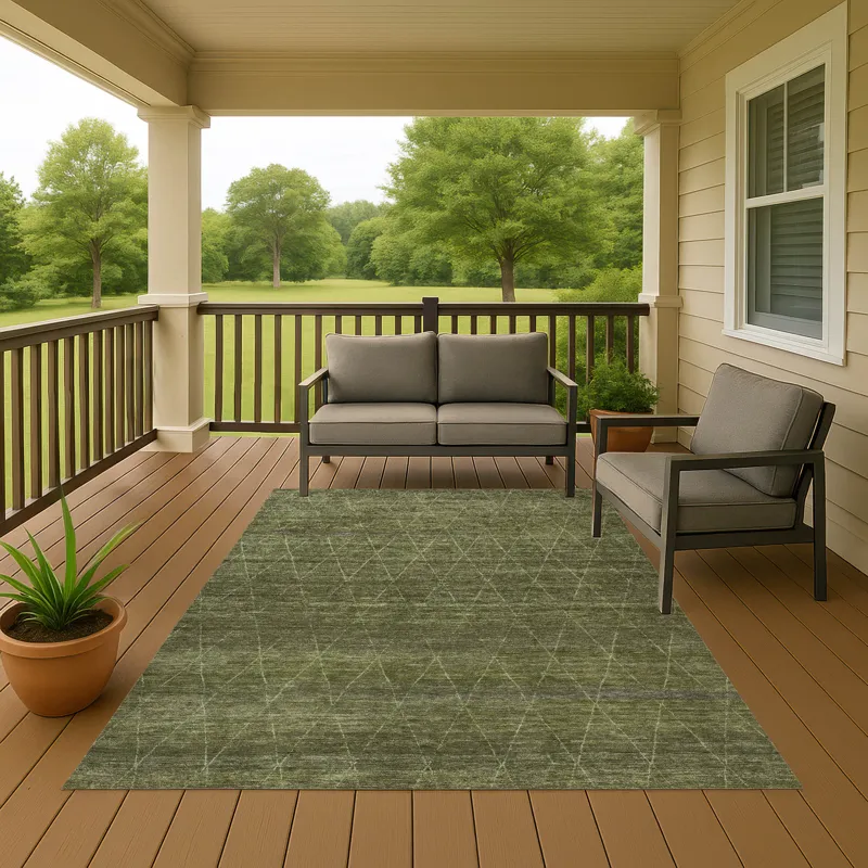 Luxury Washable Indoor/Outdoor Burano Olive 5\' x 7\'6\" Rug