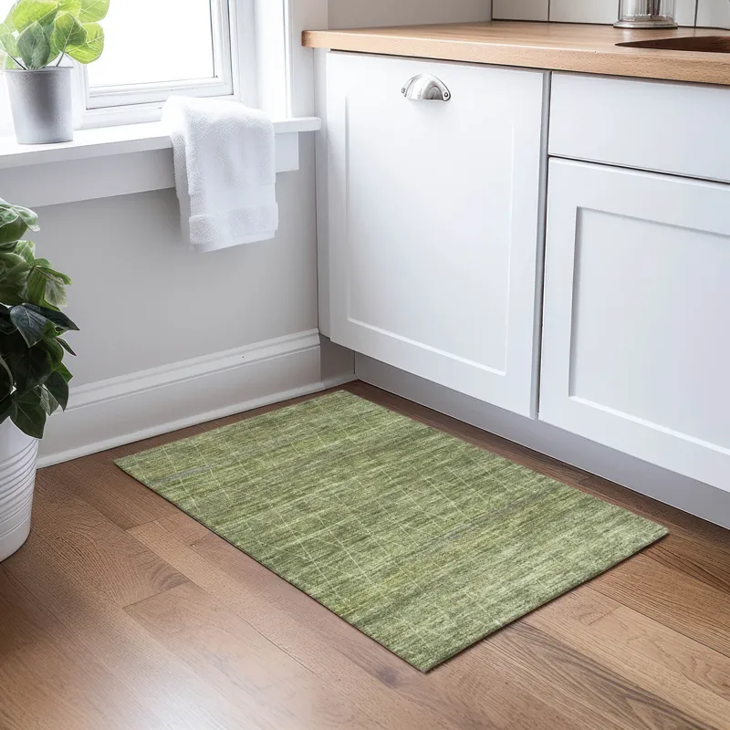 Luxury Washable Indoor/Outdoor Burano Olive 1\'8\" x 2\'6\" Rug