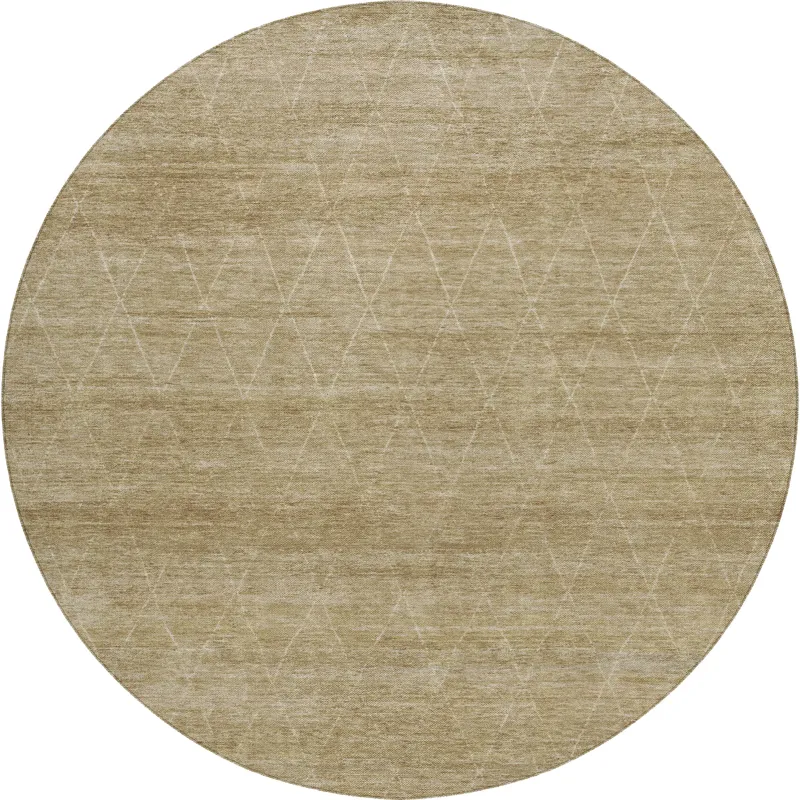 Luxury Washable Indoor/Outdoor Burano Wheat 8\' x 8\' Round Rug