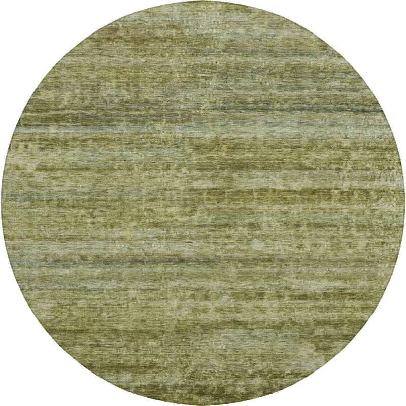 Luxury Washable Indoor/Outdoor Burano Olive 8\' x 8\' Round Rug