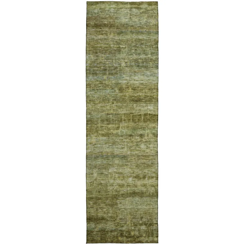 Luxury Washable Indoor/Outdoor Burano Olive 2\'3\" x 7\'6\" Runner Rug