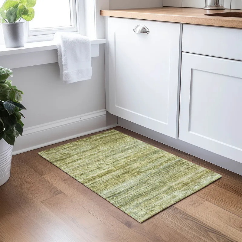 Luxury Washable Indoor/Outdoor Burano Olive 1\'8\" x 2\'6\" Rug