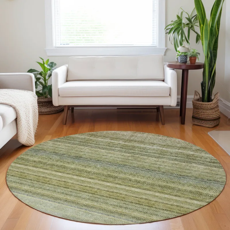Luxury Washable Indoor/Outdoor Burano Aloe 8\' x 8\' Round Rug