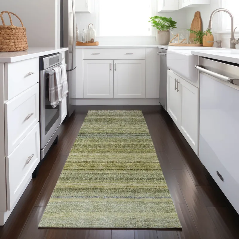 Luxury Washable Indoor/Outdoor Burano Aloe 2\'3\" x 7\'6\" Runner Rug