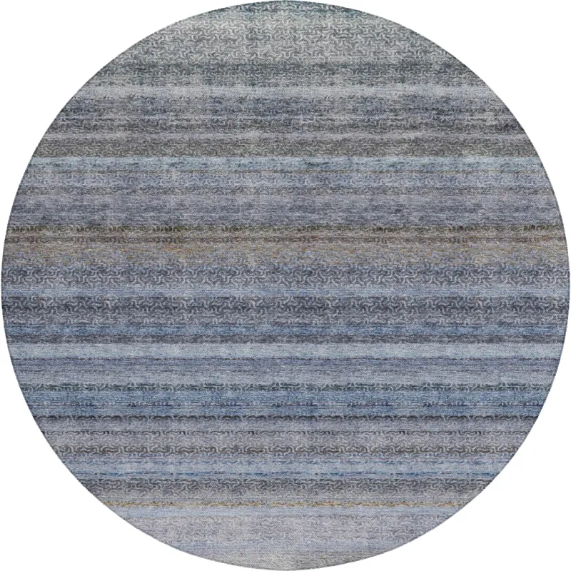 Luxury Washable Indoor/Outdoor Burano Blue 8\' x 8\' Round Rug