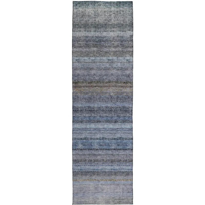 Luxury Washable Indoor/Outdoor Burano Blue 2\'3\" x 7\'6\" Runner Rug