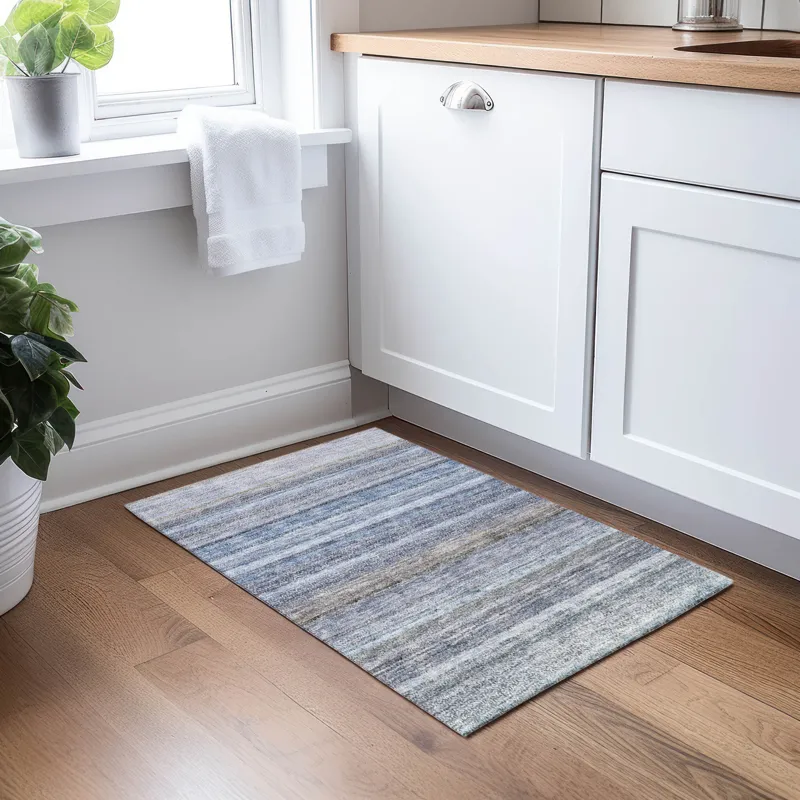 Luxury Washable Indoor/Outdoor Burano Blue 1\'8\" x 2\'6\" Rug