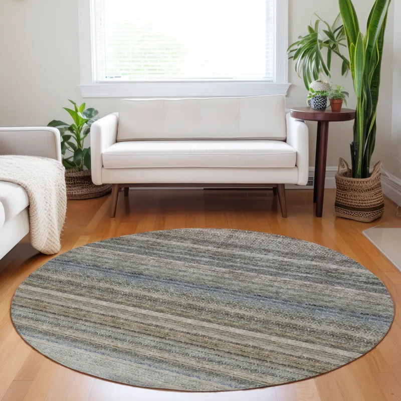 Luxury Washable Indoor/Outdoor Burano Taupe 8\' x 8\' Round Rug