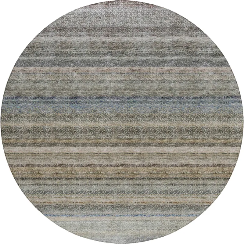 Luxury Washable Indoor/Outdoor Burano Taupe 8\' x 8\' Round Rug