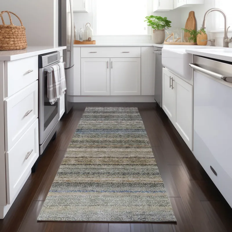 Luxury Washable Indoor/Outdoor Burano Taupe 2\'3\" x 7\'6\" Runner Rug