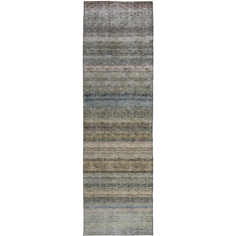 Luxury Washable Indoor/Outdoor Burano Taupe 2\'3\" x 7\'6\" Runner Rug