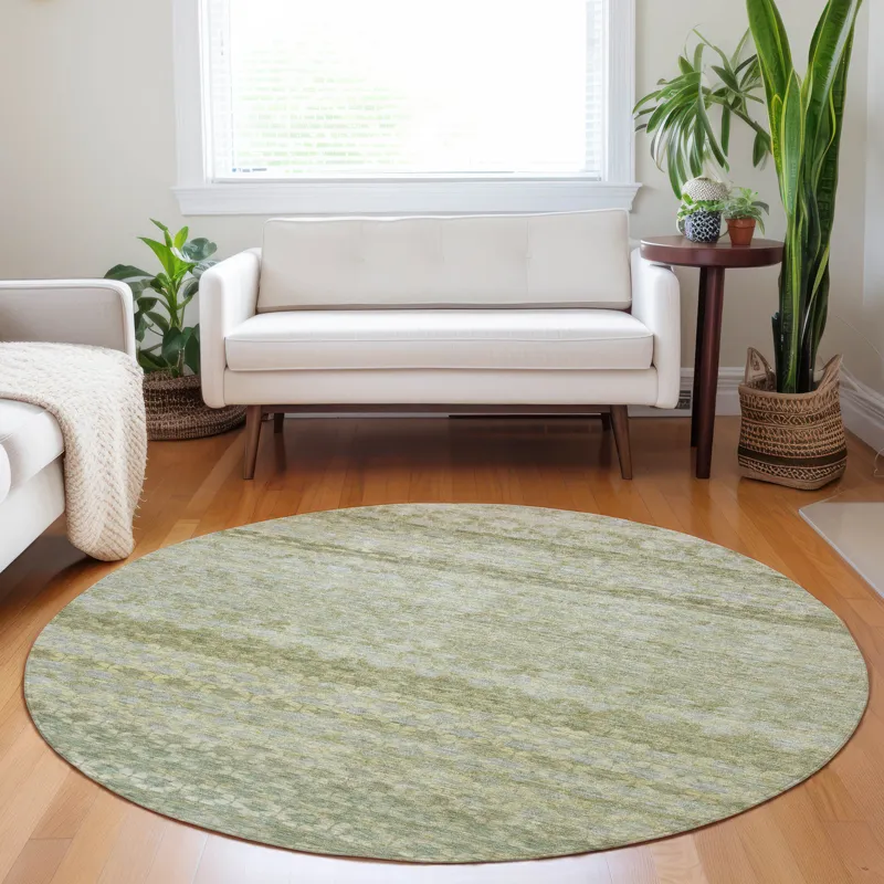 Luxury Washable Indoor/Outdoor Burano Aloe 8\' x 8\' Round Rug