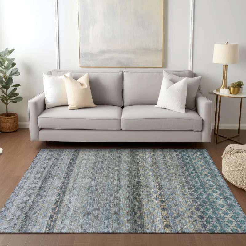Luxury Washable Indoor/Outdoor Burano Blue 8\' x 10\' Rug