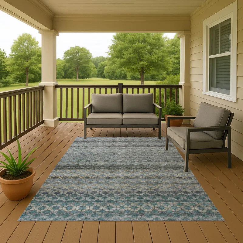 Luxury Washable Indoor/Outdoor Burano Blue 8\' x 10\' Rug