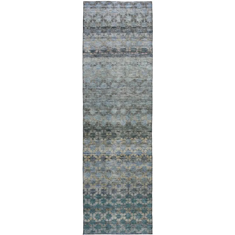 Luxury Washable Indoor/Outdoor Burano Blue 2\'3\" x 7\'6\" Runner Rug