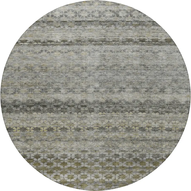 Luxury Washable Indoor/Outdoor Burano Pewter 8\' x 8\' Round Rug