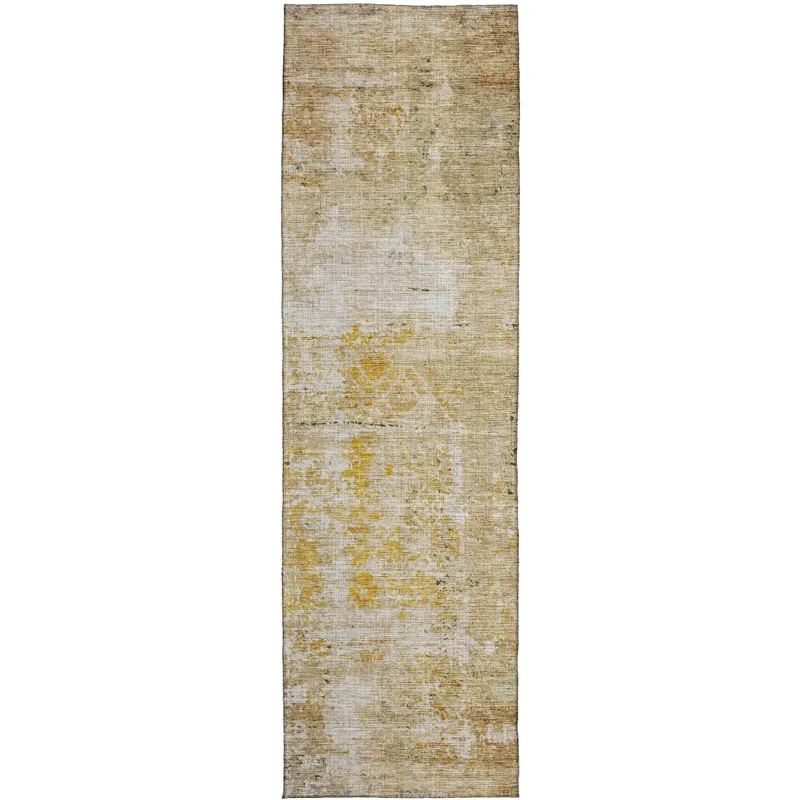 Luxury Washable Indoor/Outdoor Burano Gold 2\'3\" x 7\'6\" Runner Rug