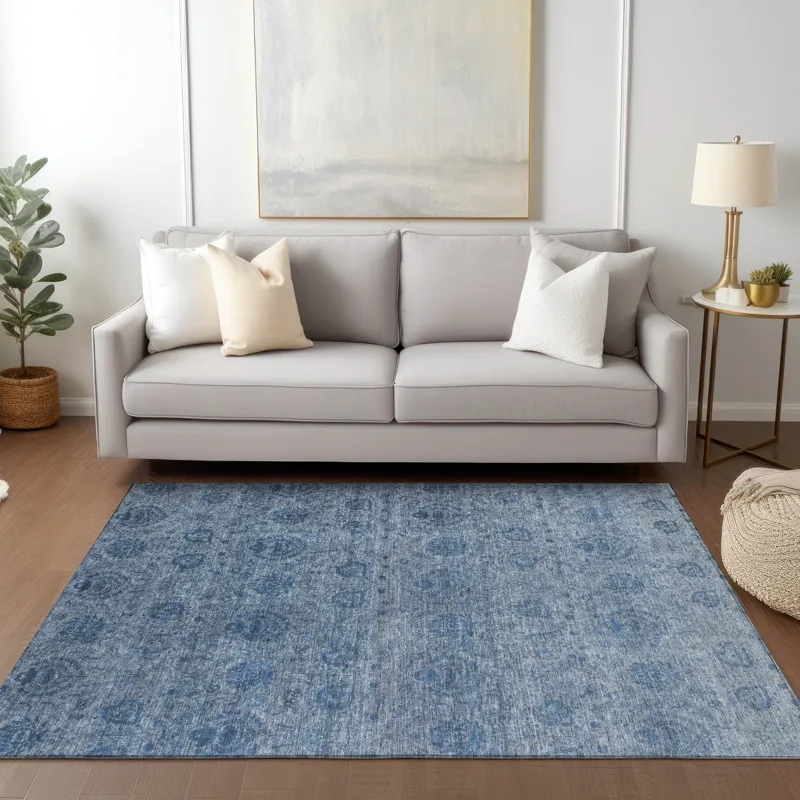 Luxury Washable Indoor/Outdoor Burano Blue 3\' x 5\' Rug